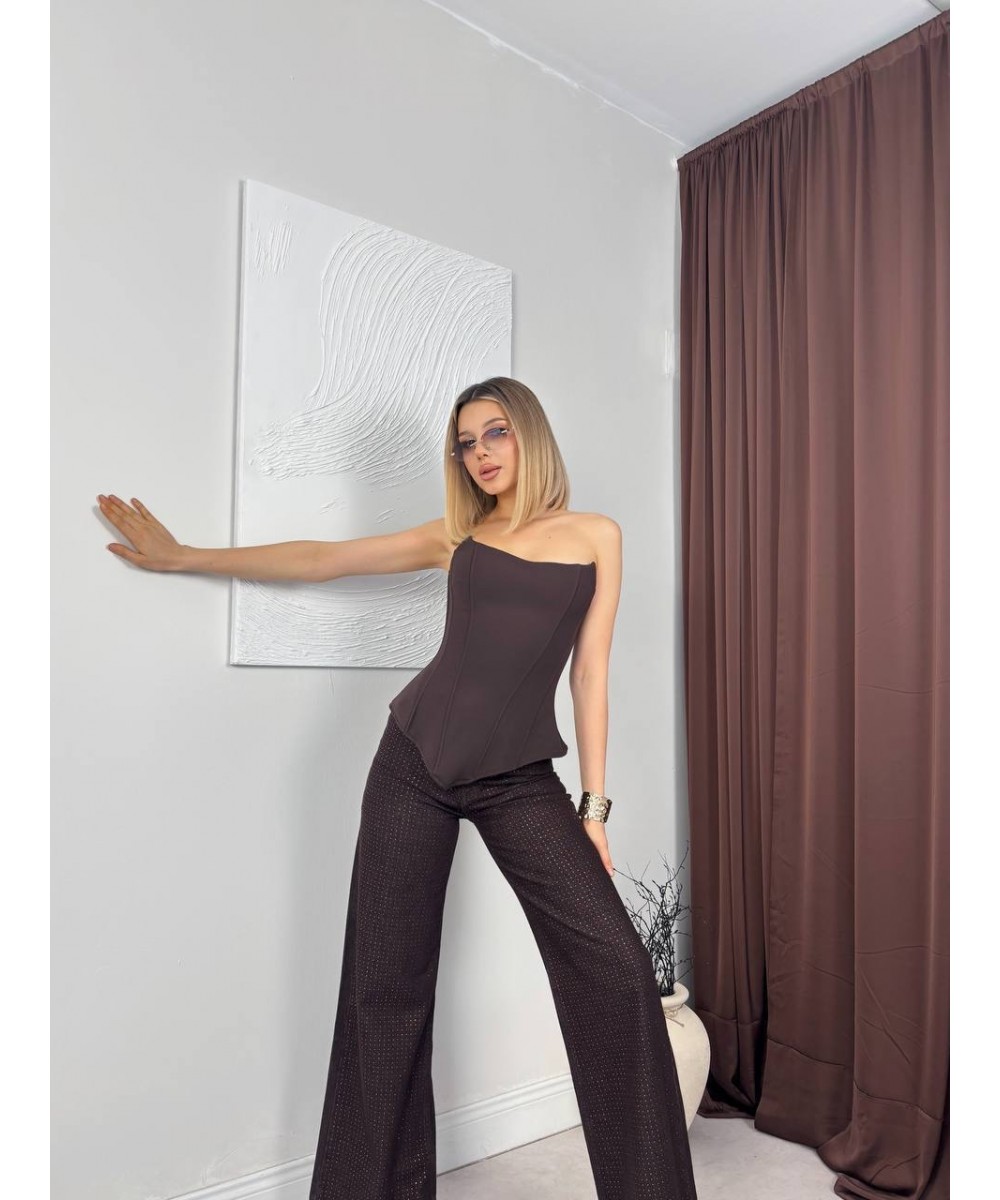 Kahve Straplez Korse Büstiyer