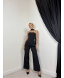 Siyah Straplez Asimetrik Bluz & Pantolon İkili Takım
