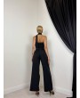 Siyah Straplez Asimetrik Bluz & Pantolon İkili Takım
