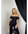 Siyah Madonna Yaka Pantolon Takım