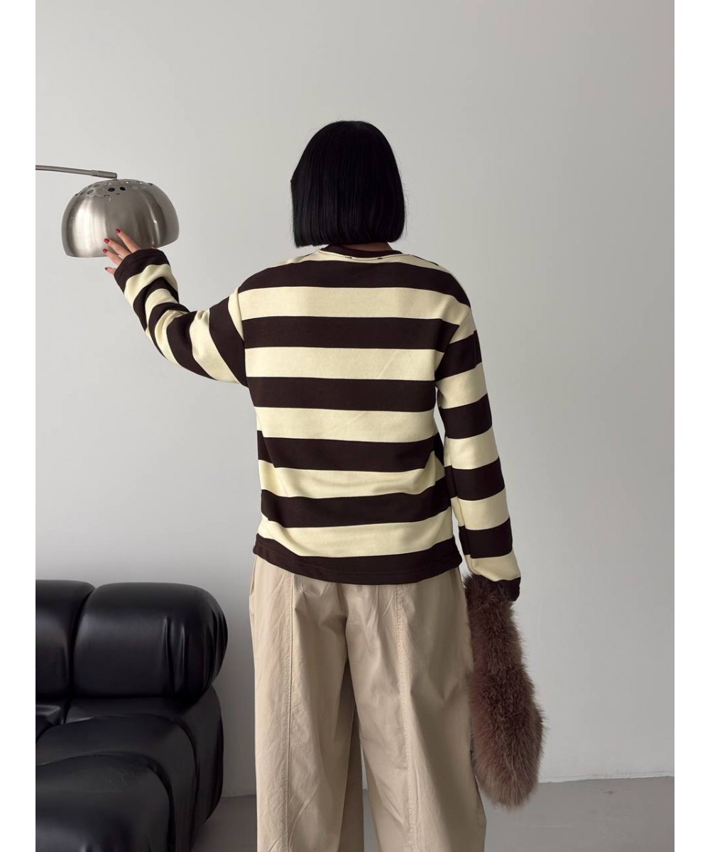 New York City Baskılı Çizgili Oversize Sweatshirt