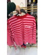 Soho Manhattan Baskılı Çizgili Sweatshirt – Kırmızı/Pembe
