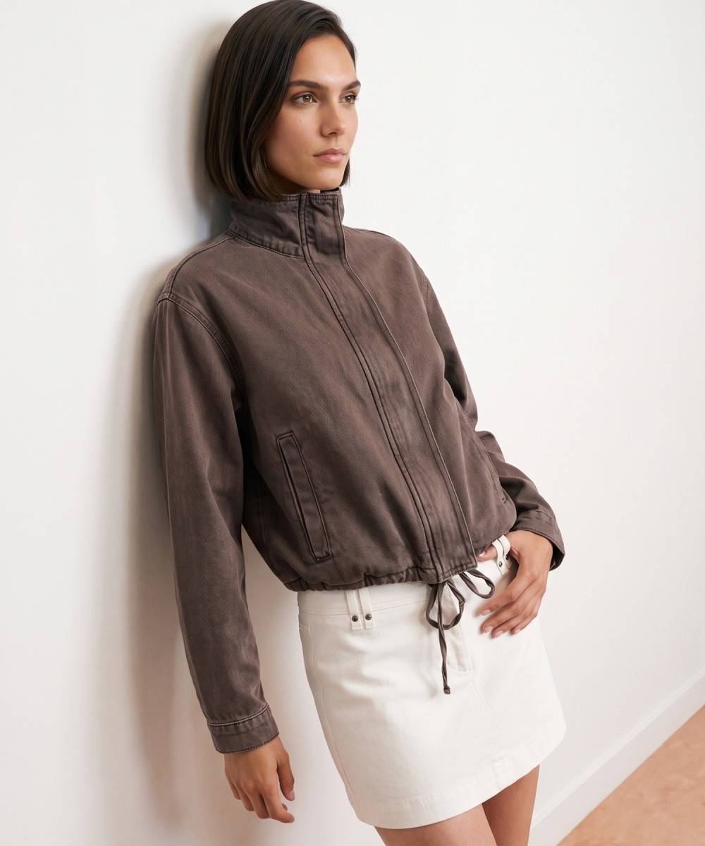 %100 Pamuk Oversize Kot Ceket-Kahve