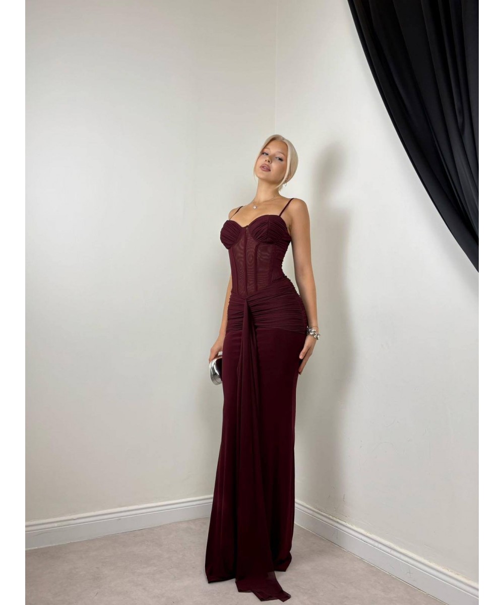 BORDO KORSELİ ELBİSE