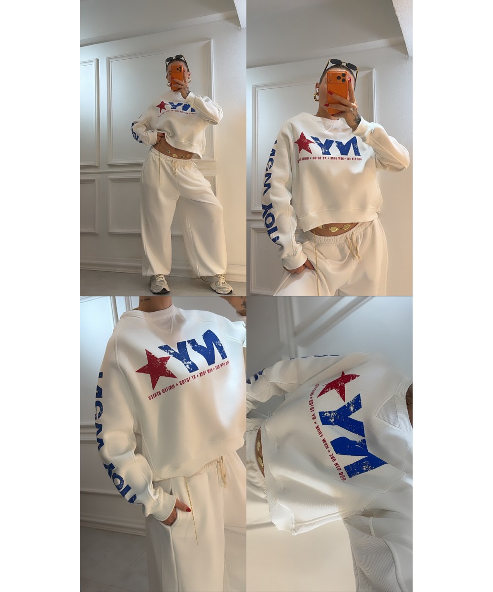 NYC Baskılı Oversize Sweatshirt