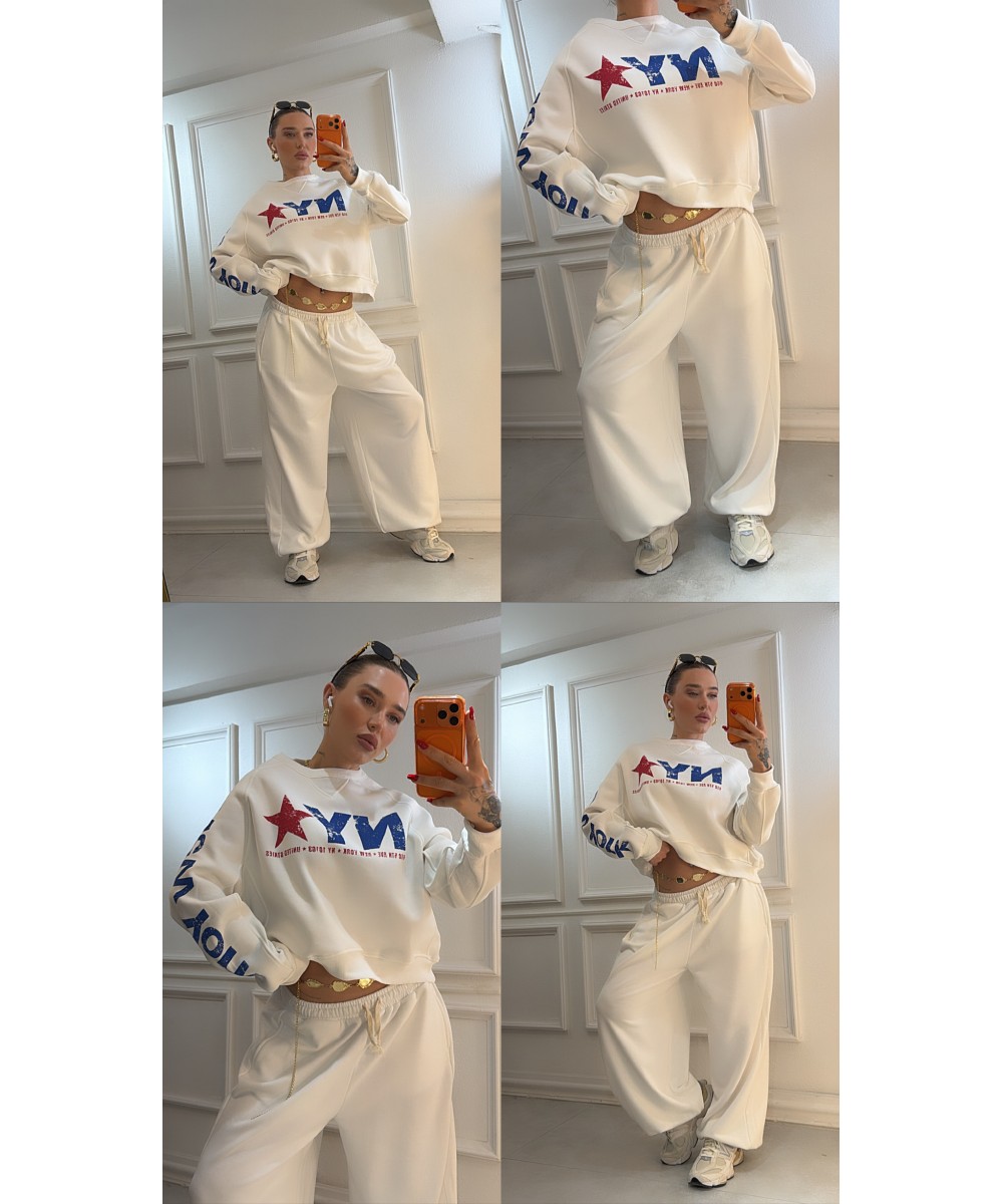 NYC Baskılı Oversize Sweatshirt