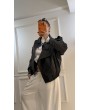 Siyah Oversize Deri Bomber Ceket