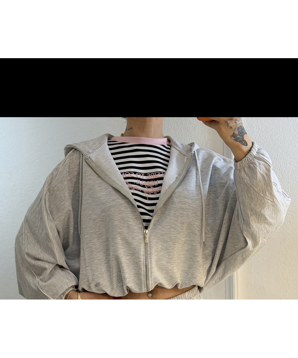 Kapüşonlu Fermuarlı Eşofman Takımı – Gri