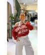 Kırmızı Baskılı Oversize Sweat