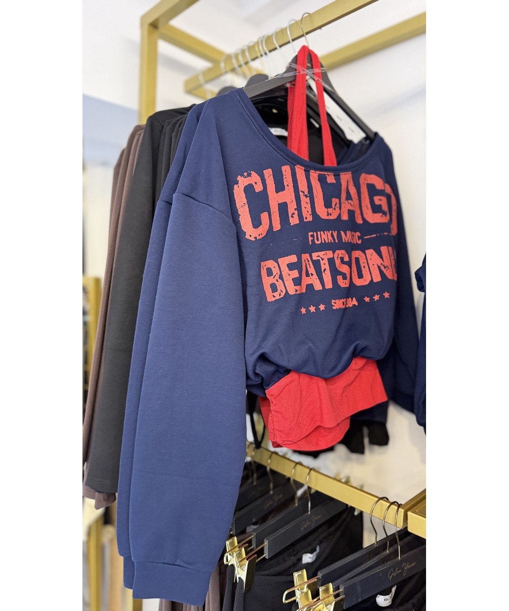 Chicago Baskılı İkili Sweat Takım 