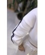 Beyaz Crop Fermuarlı Sweat