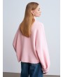 Yün Karışımlı Yarasa Kol Kazak-Pembe
