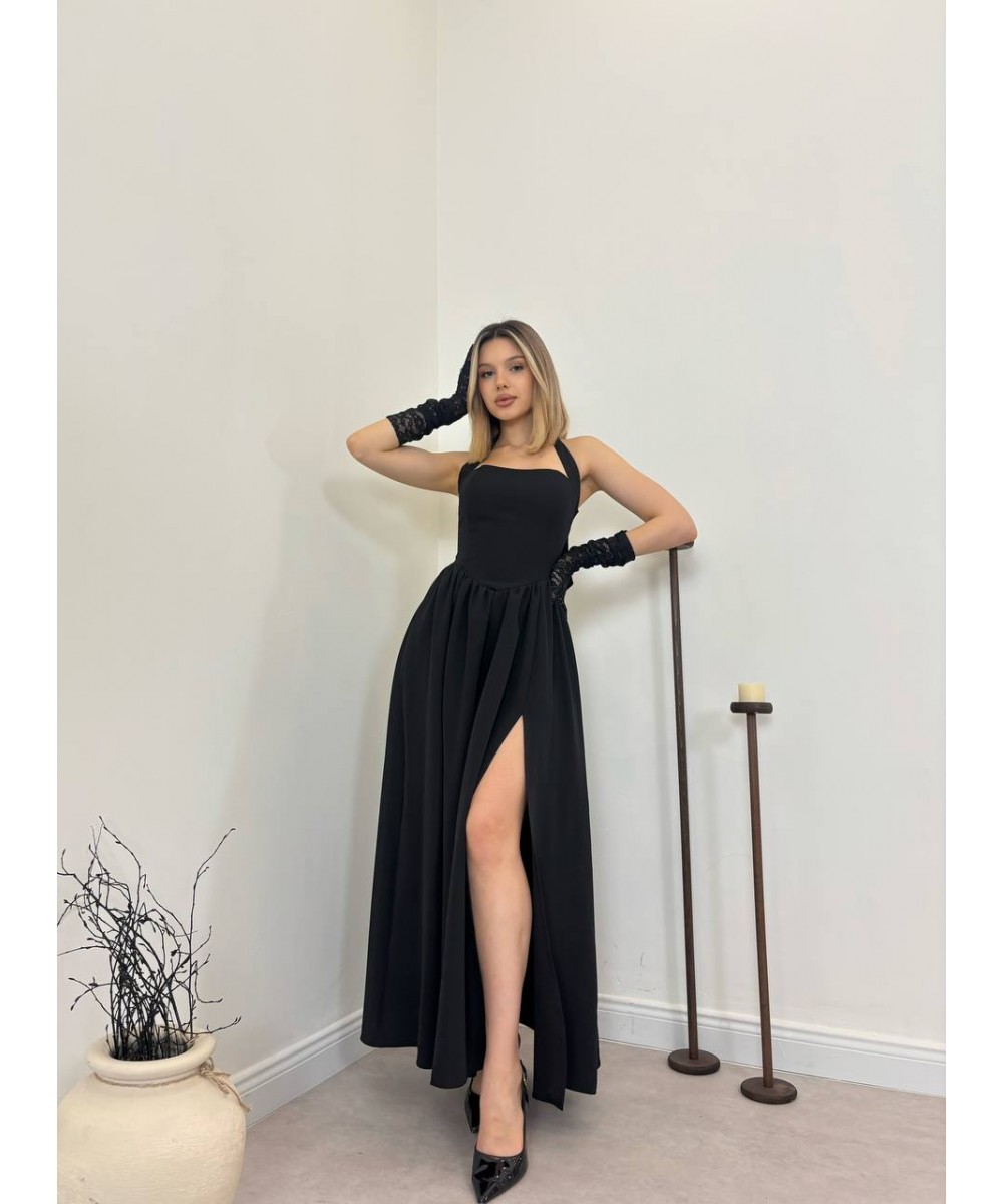 BOYUNDAN BAĞLAMALI ELBİSE