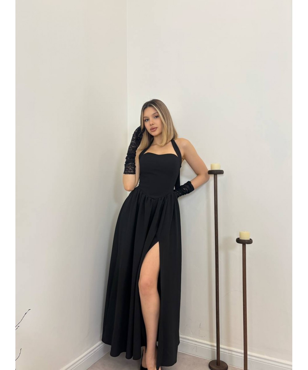 BOYUNDAN BAĞLAMALI ELBİSE