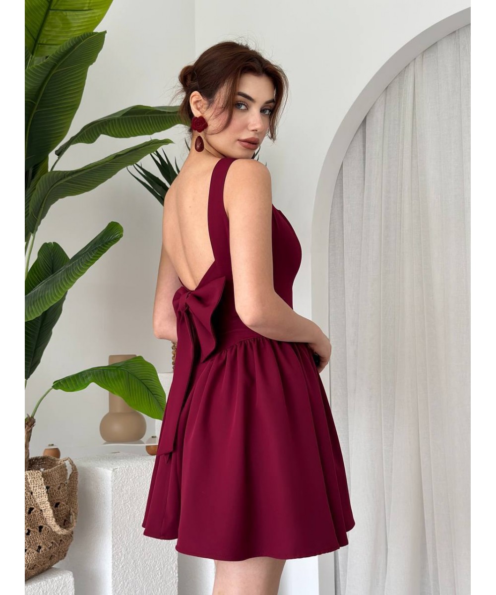 BORDO FİYONKLU ELBİSE
