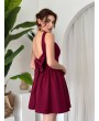 BORDO FİYONKLU ELBİSE