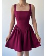 BORDO FİYONKLU ELBİSE