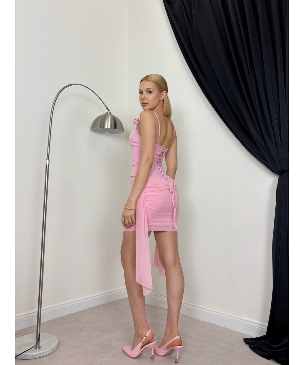 KORSELİ PEMBE ELBİSE
