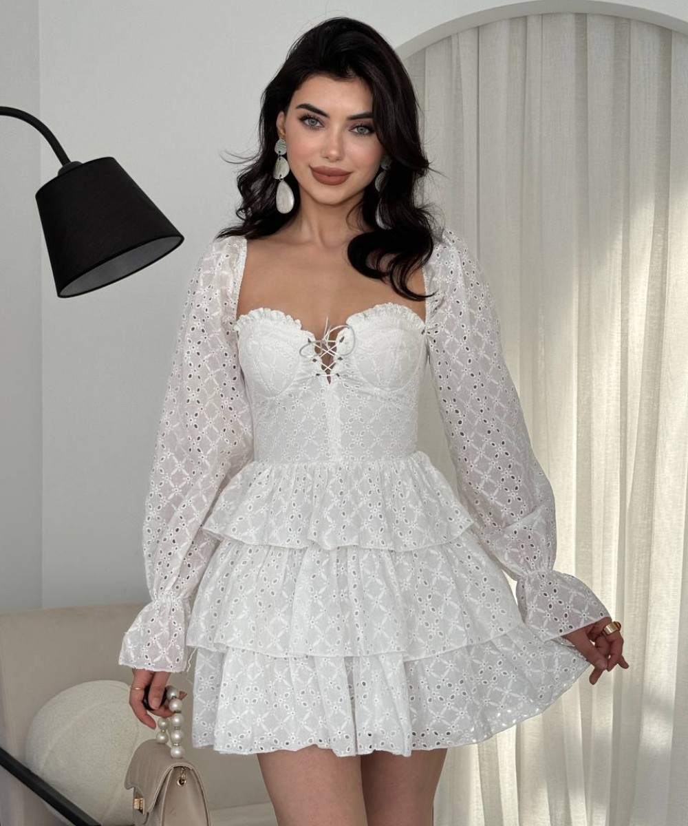 BEYAZ PİNTEREST ELBİSE