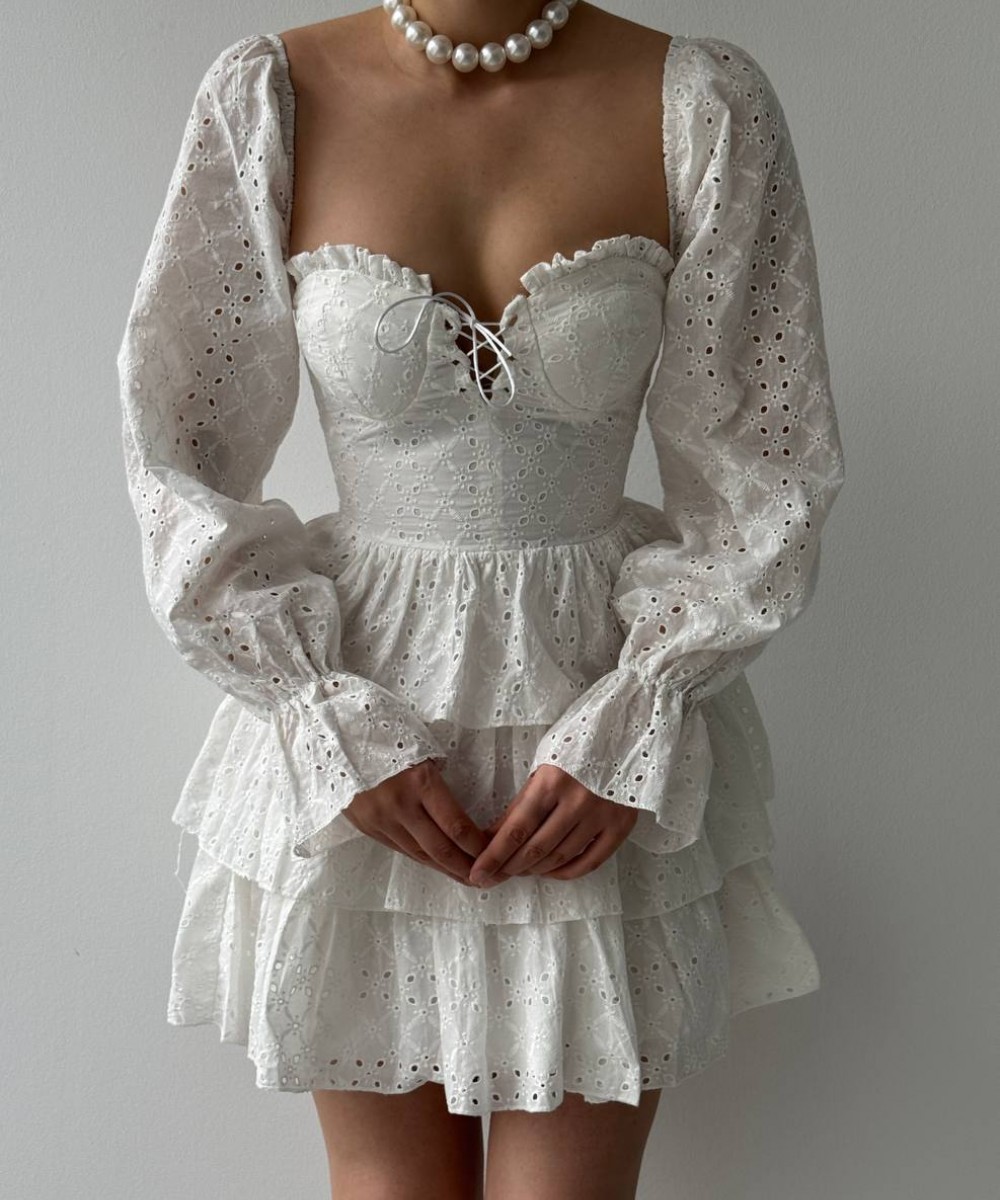 BEYAZ PİNTEREST ELBİSE