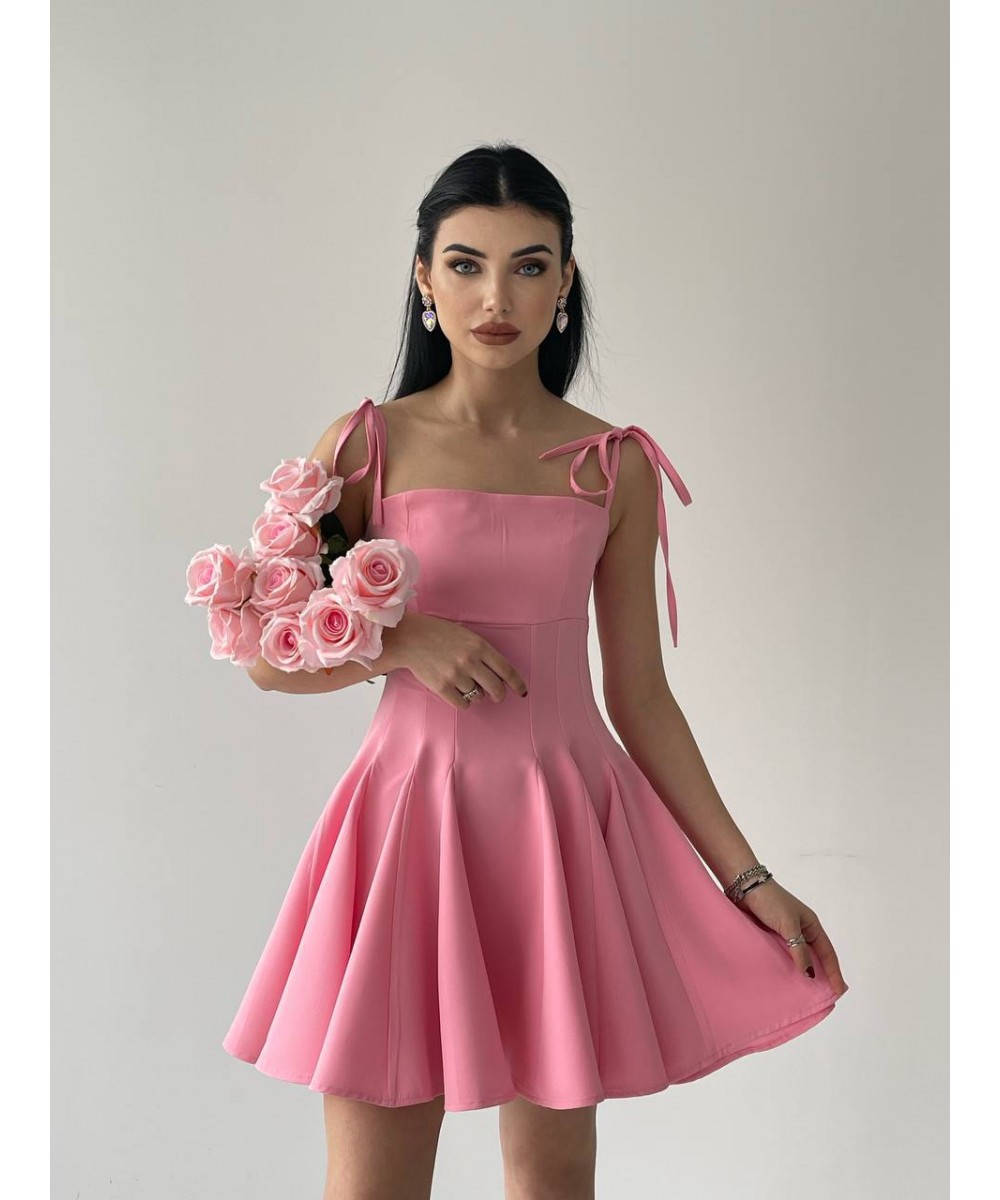 PEMBE PİLELİ ELBİSE