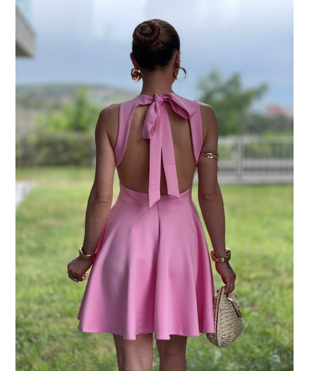 PEMBE SIRT DEKOLTELİ ELBİSE