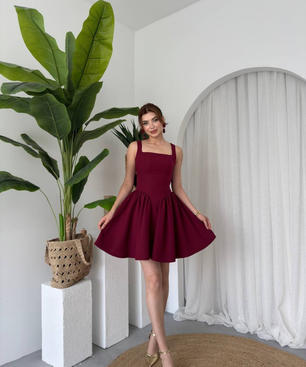 FİYONKLU MEZUNİYET ELBİSESİ - BORDO 