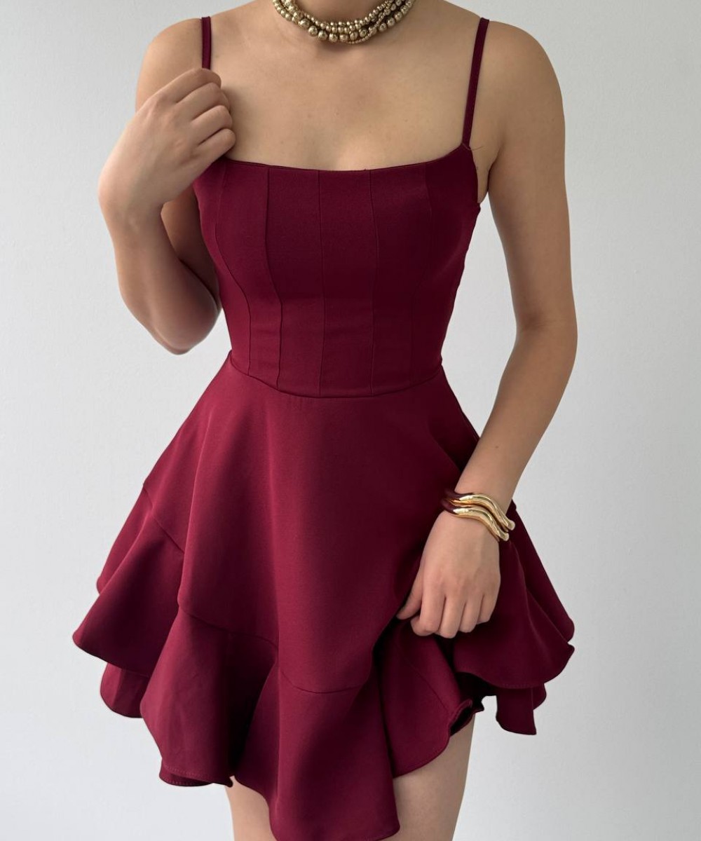 BORDO MEZUNİYET ELBİSESİ