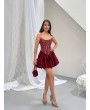 BORDO KORSELİ ELBİSE