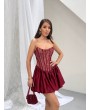 BORDO KORSELİ ELBİSE
