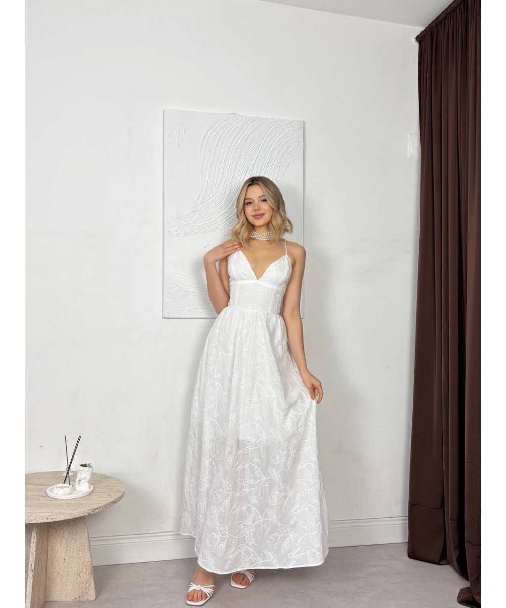 SIRT DEKOLTELİ ELBİSE - BEYAZ