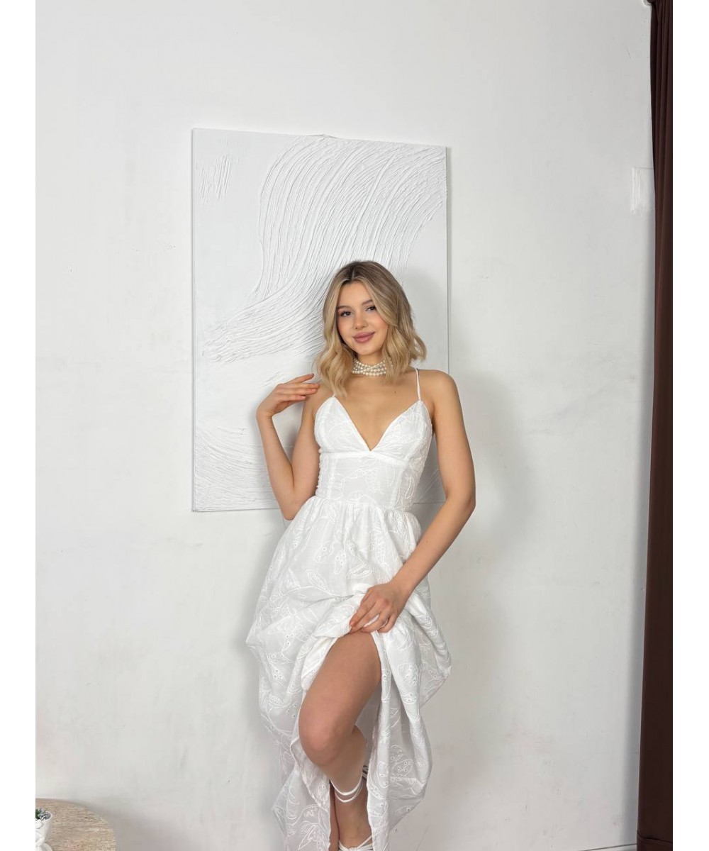 SIRT DEKOLTELİ ELBİSE - BEYAZ