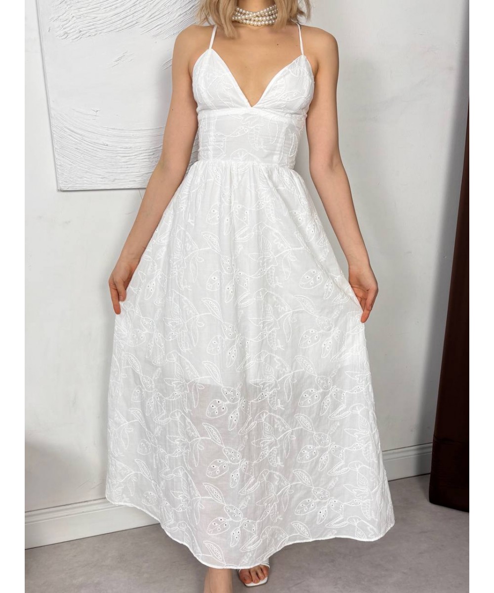 SIRT DEKOLTELİ ELBİSE - BEYAZ