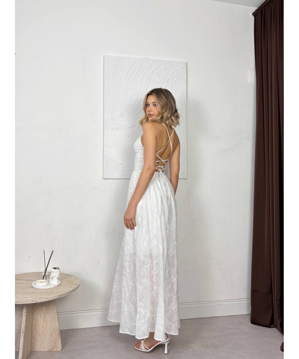 SIRT DEKOLTELİ ELBİSE - BEYAZ