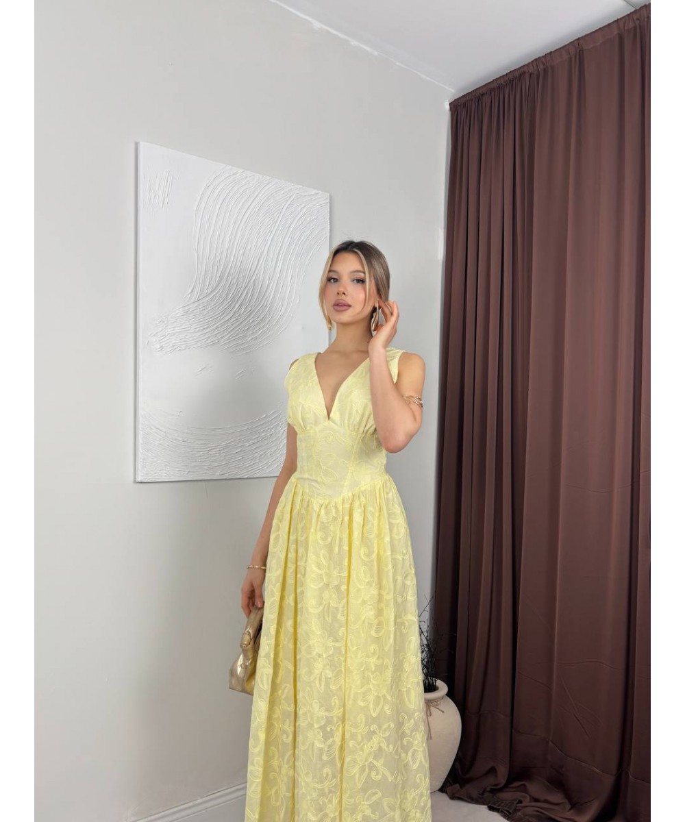KORSELİ SARI ELBİSE