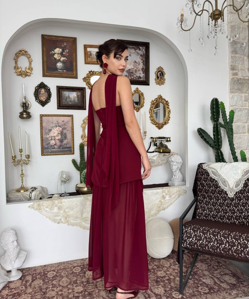 BORDO MEZUNİYET ELBİSESİ