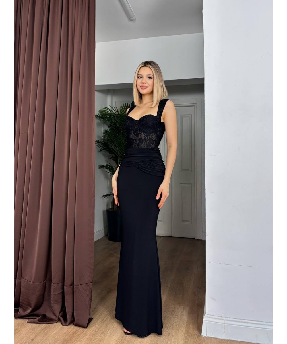 KORSELİ DANTELLİ ELBİSE