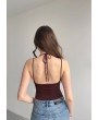 Dantelli bodysuit - kahve