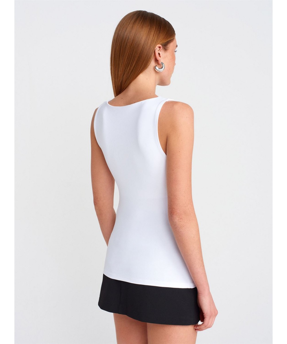 Kalın Askılı Basic Top-Beyaz