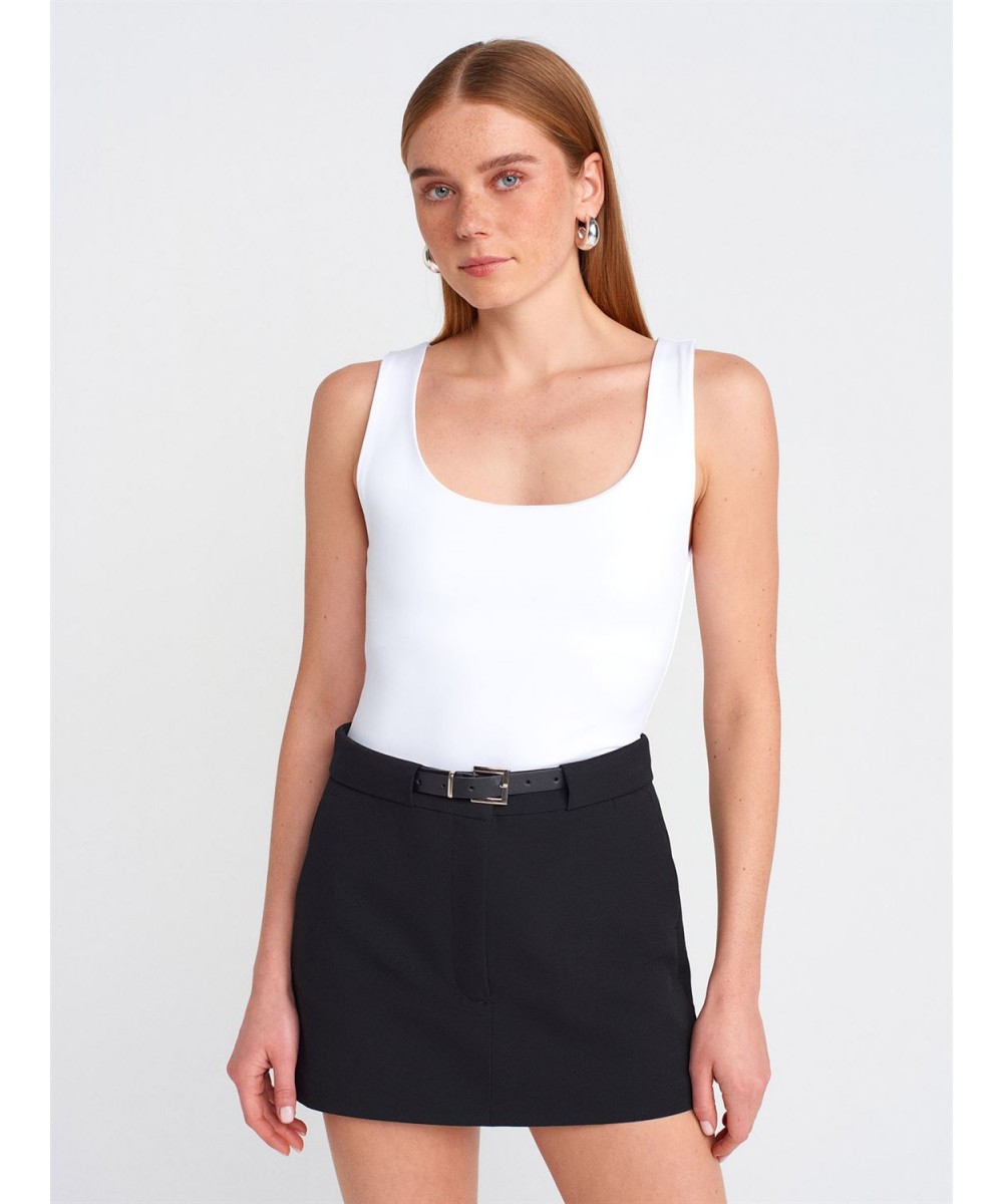 Kalın Askılı Basic Top-Beyaz