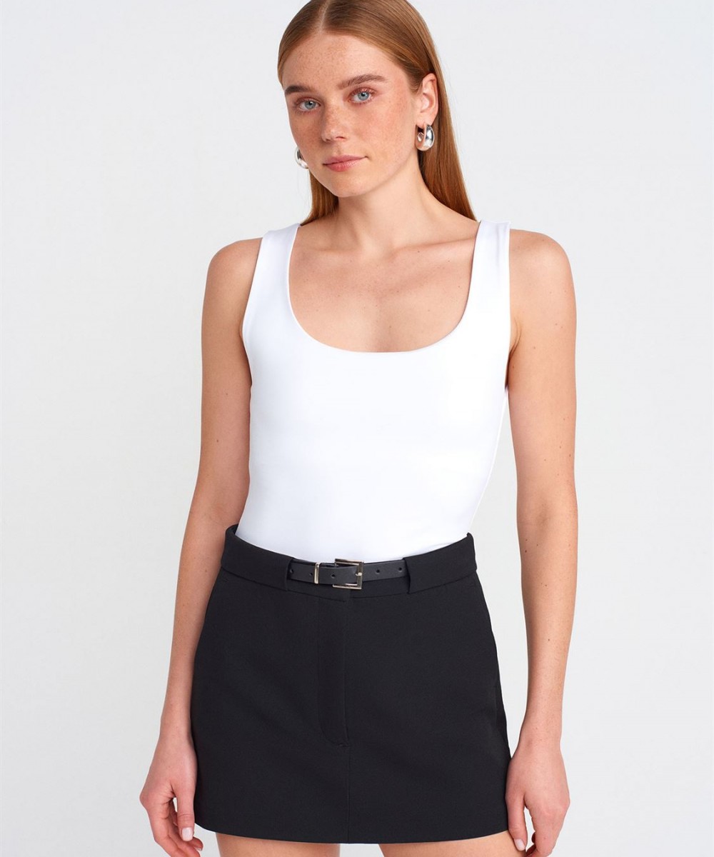 Kalın Askılı Basic Top-Beyaz