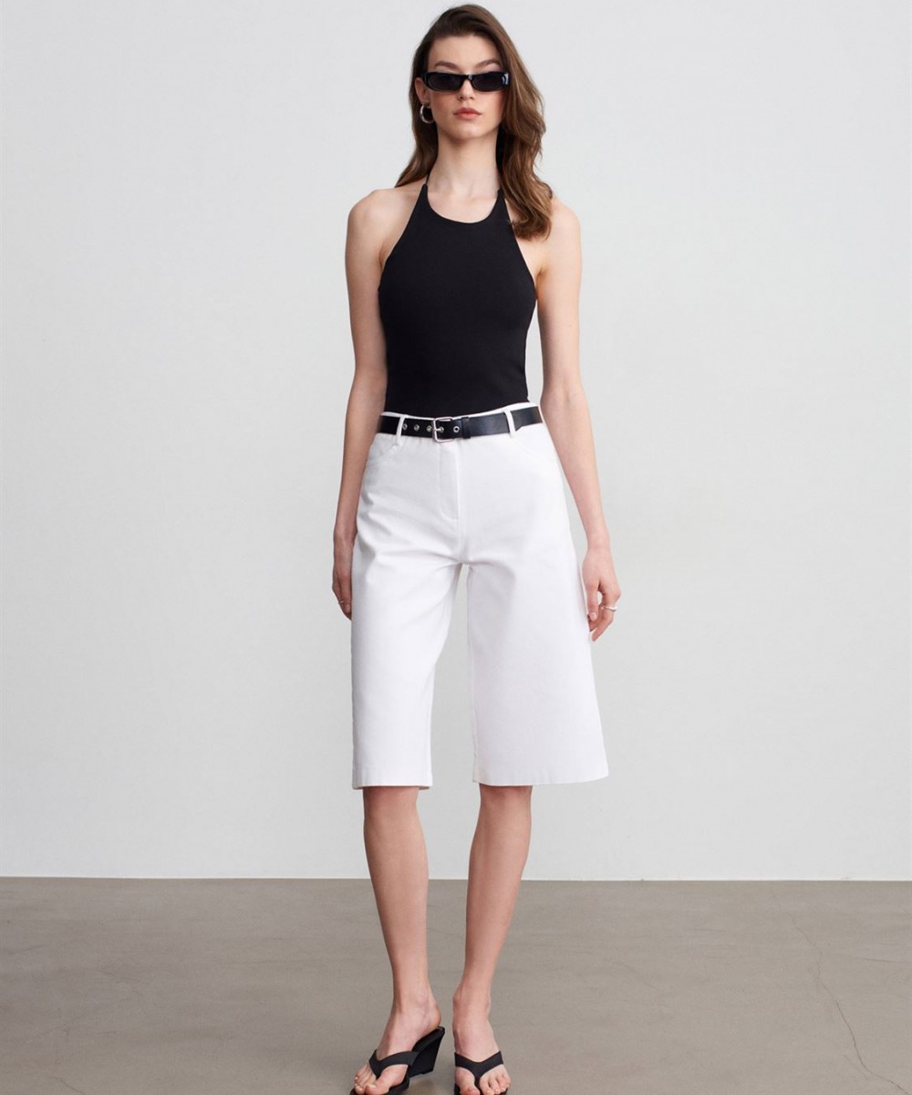 Halter Yaka Askılı Top-Siyah