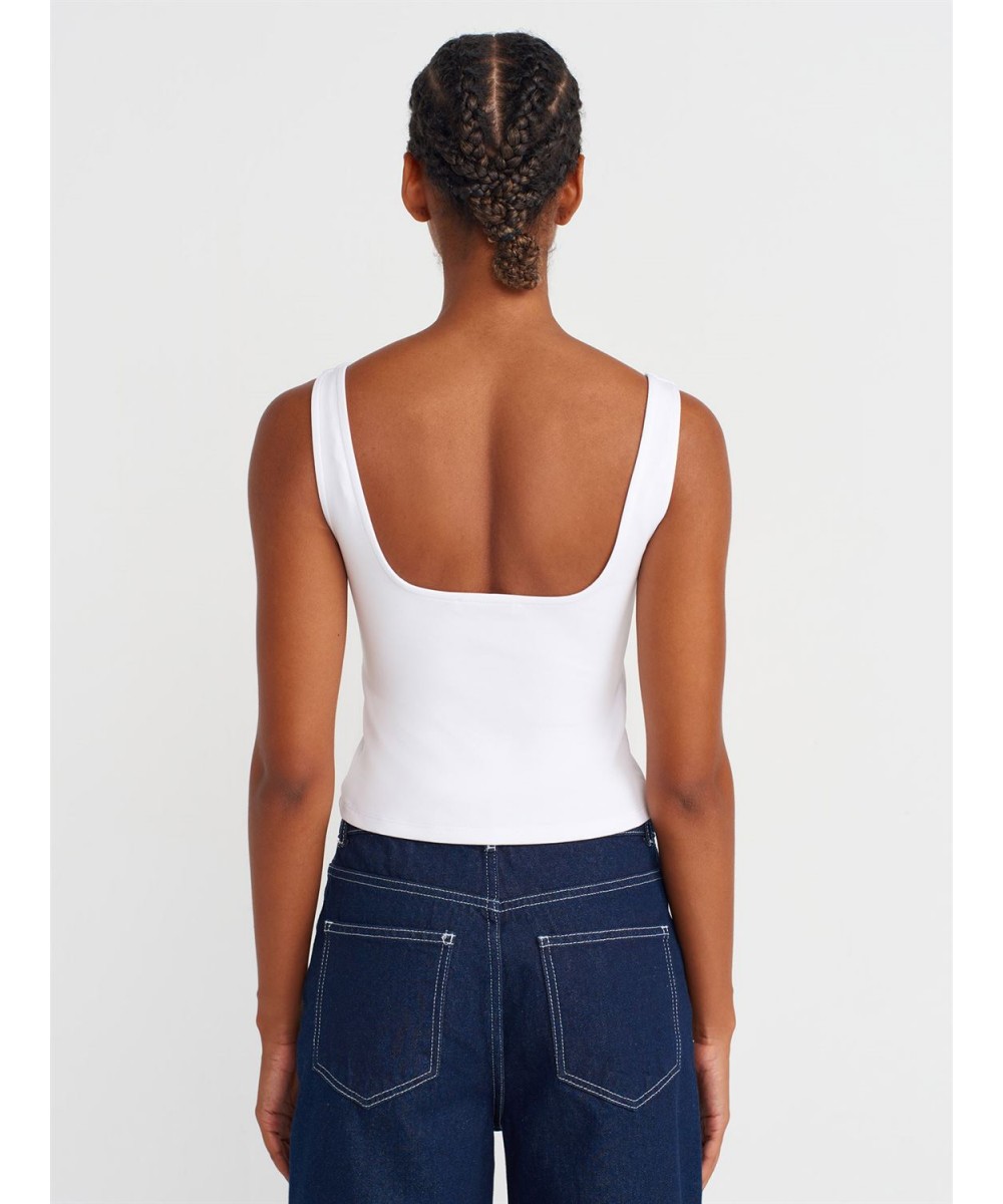 Fermuarlı Top-Beyaz