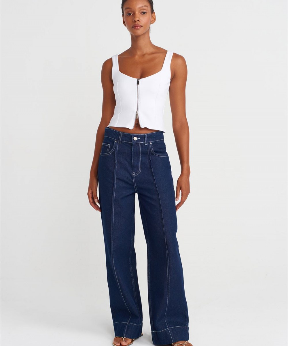 Fermuarlı Top-Beyaz