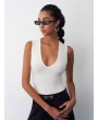 V Yaka Bodysuit-Ekru