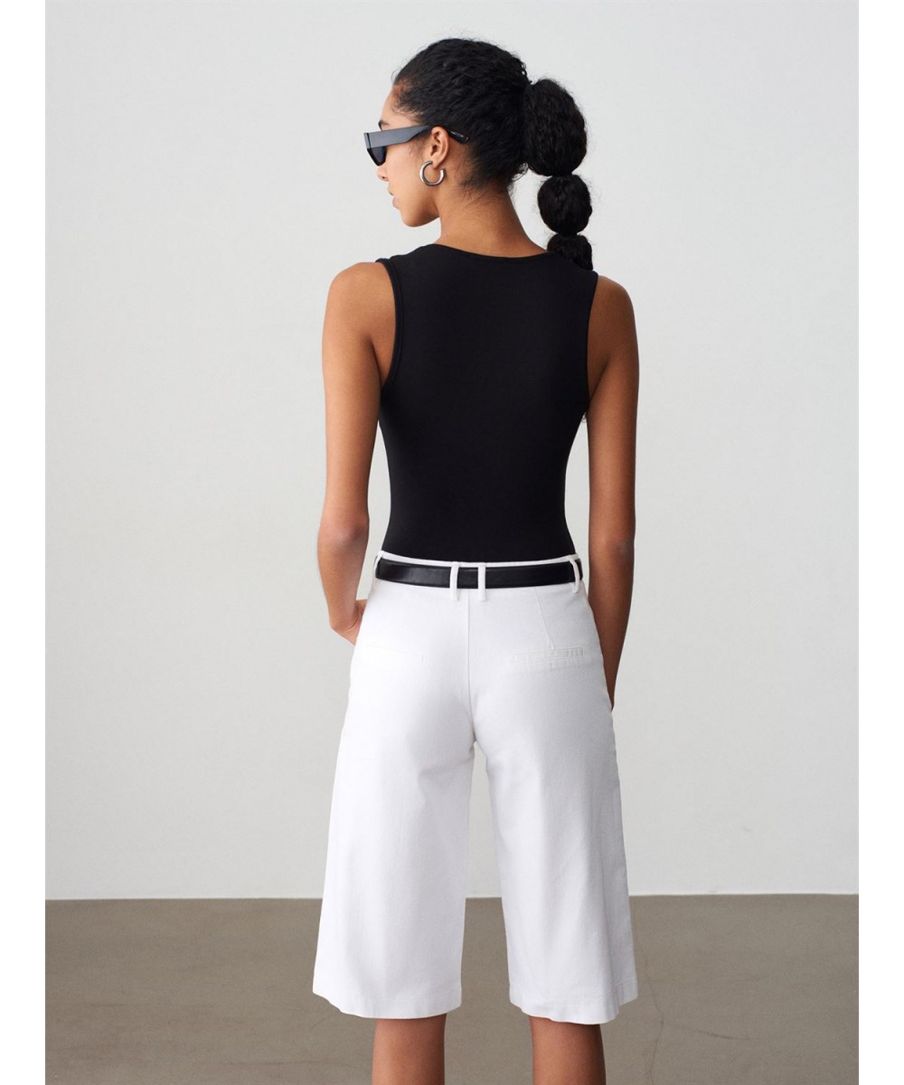 V Yaka Bodysuit-Siyah