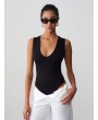 V Yaka Bodysuit-Siyah