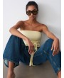 Bağlamalı Bandeau Top-Açık Sarı
