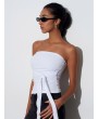 Bağlamalı Bandeau Top-Beyaz