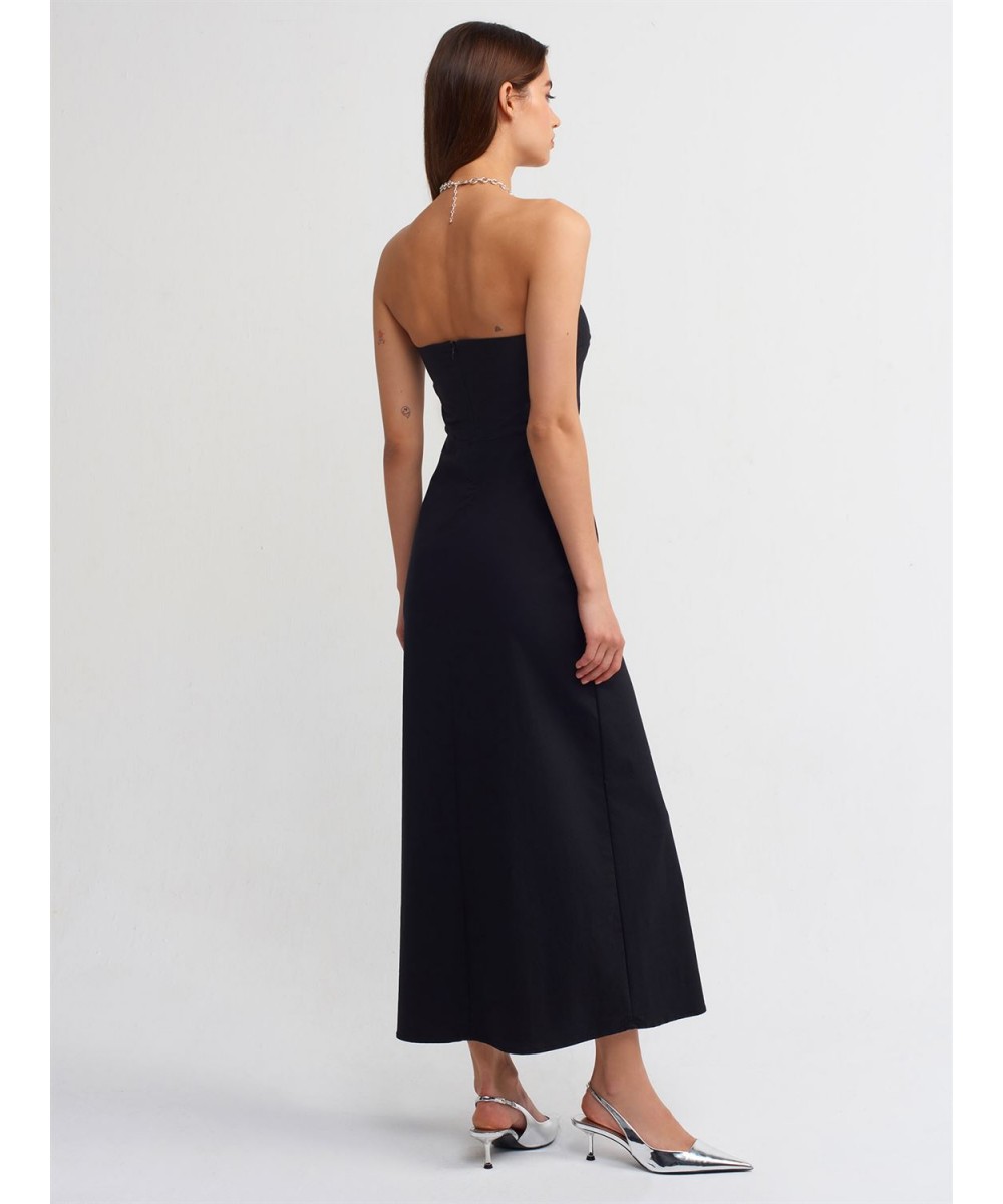 Straplez Elbise-Siyah